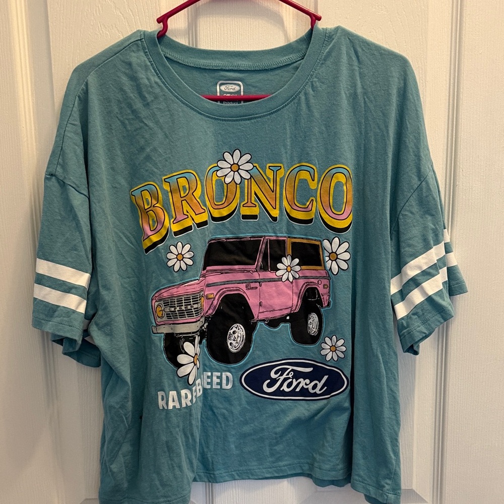 Ford  Women’s Teal Bronco Graphic Tee with Pink Truck